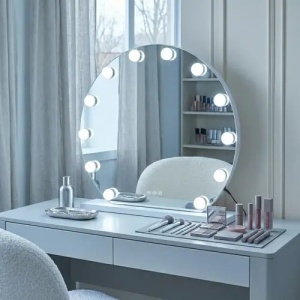 OGLINDA COSMETICA PENTRU MACHIAJ, CU LED, HOLLYWOOD 50 CM, ALBA