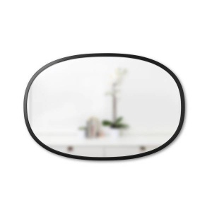 OGLINDA DE PERETE OVALA HUB, NEAGRA, 91X61 CM, RAMA DIN CAUCIUC, STIL MODERN, B2 - Img 5