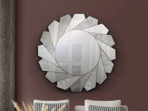 OGLINDA DECORATIVA 100CM, FLAVIA, 678322, ARGINTIE, DESIGN MODERN
