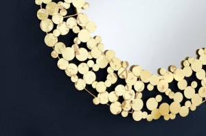 OGLINDA DECORATIVA, MONEDE 80CM, METAL AURIU, COD 42242, DESIGN MODERN - Img 2
