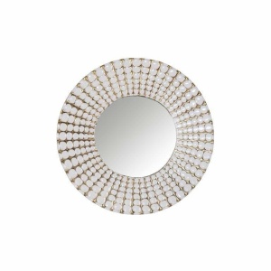 OGLINDA DECORATIVA ROTUNDA LYNDE, 40 CM, ALB/AURIU, STIL MODERN, B2