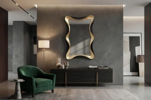OGLINDA DEOSEBITA, ALICE 120CM, RAMA AURIE/NEGRU, POLIURETAN, MDF SI OGLINDA, ARTIM GROUP SELECTION