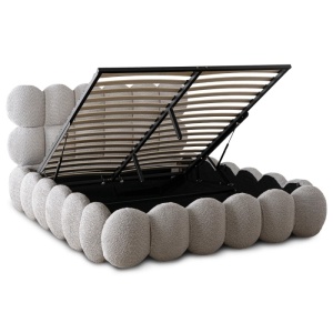 PAT 160X200CM, ARTIM MEBLE, CU SPATIU DE DEPOZITARE, REALIZAT DIN TEXTIL BOUCLE GRI, STIL MODERN - Img 3