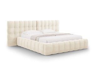 PAT EXCLUSIVIST 160X200CM, CU LADA DEPOZITARE, DIN CATIFEA BEIGE, ARTIM GROUP SELECTION