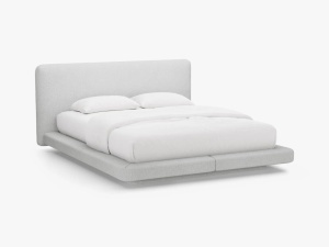PAT TAPITAT LINEA, 180X200, GRI DESCHIS, CU TAPITERIE DIN TEXTIL BOUCLE BALOO, MICADONI