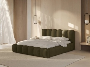 PAT TAPITAT LUPINE, 140X200, VERDE, SOMIERA RABATABILA, CU TAPITERIE DIN TEXTIL STRUCTURAT MOLYBDEN, MICADONI