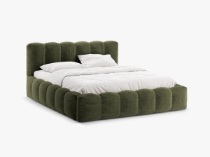 PAT TAPITAT LUPINE, 160X200, VERDE, SOMIERA RABATABILA, CU TAPITERIE DIN TEXTIL CHENILLE PERFECT ARMONY, MICADONI