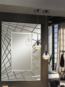 PENDUL ELIE, 11 CM, CROM/TRANSPARENT, DIN METAL SI STICLA, STIL MODERN