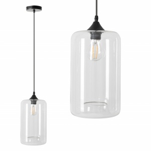 PENDUL GLASS LOFT APP310-1CP, 18x30,5 cm, NEGRU/TRANSPARENT, DIN METAL SI STICLA, STIL MODERN, TU