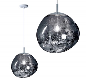 PENDUL SILVER APP330-1CP, 28x27 cm, ARGINTIU SI ALB, DIN STICLA DE INALTA CALITATE, STIL MODERN, TU