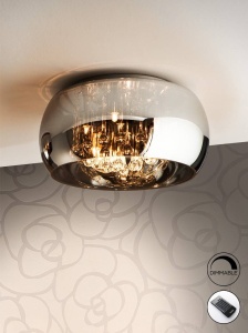 PLAFONIERA ARGOS, CU TELECOMANDA, 40 CM, CROM/TRANSPARENT, DIN METAL SI STICLA, STIL MODERN