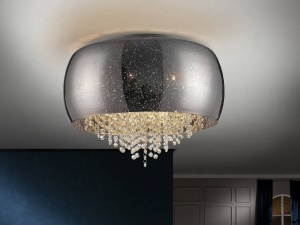 PLAFONIERA CAELUM, 50 CM, CROM/TRANSPARENT, DIN METAL SI STICLA, STIL MODERN