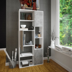 RAFT MULTIFUNCTIONAL ULIMI, ALB/BETON, DIN DTD LAMINAT, STIL MODERN, TK