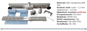 RIGOLA REA, SCURGERE DUS, GREEK 70CM, INOX, CALITATE SUPERIOARA, REA