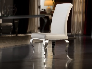 SCAUN ALB/CROM, BARROQUE, COD 792538 DIN METAL SI PIELE ECO, SCHULLER
