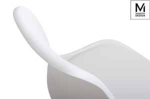 SCAUN ALB DIN POLIPROPILENA CU PICIOARE DIN LEMN NORDIC STIL MODERN B2 - Img 1