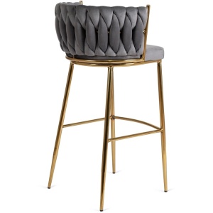 SCAUN BAR, ARTIM MEBLE, REALIZAT DIN CATIFEA SI METAL, CULOARE GRI/AURIU, STIL MODERN - Img 3