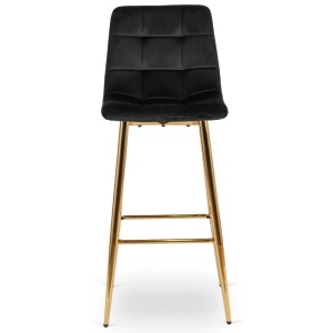 SCAUN BAR, ARTIM MEBLE, REALIZAT DIN CATIFEA SI METAL, CULOARE NEGRU/AURIU, STIL MODERN - Img 2
