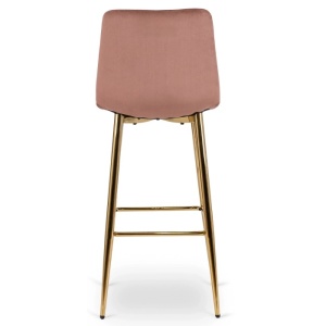SCAUN BAR, ARTIM MEBLE, REALIZAT DIN CATIFEA SI METAL, CULOARE ROZ/AURIU, STIL MODERN - Img 5