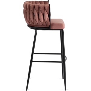 SCAUN BAR, ARTIM MEBLE, REALIZAT DIN CATIFEA SI METAL, CULOARE ROZ/NEGRU, STIL MODERN - Img 4