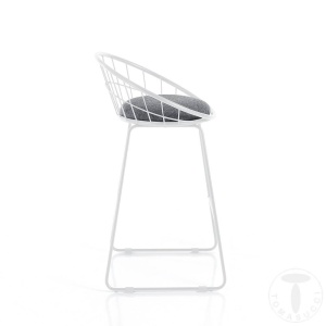 SCAUN BAR, AZA WHITE 85CM, CADRUL DIN METAL SI STOFA GRI, STIL MODERN, COD 4634 - Img 2