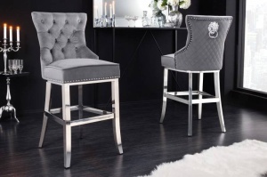 SCAUN BAR, CASTLE DELUXE, DIN METAL SI CATIFEA, COD 43213, DESIGN BAROC - Img 1