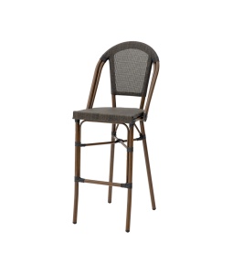 SCAUN BAR DE TERASA MATTEO, REALIZAT DIN ALUMINIU SI TEHNORATAN, CULOARE NUC, PENTRU UZ COMERCIAL, ARTIM GROUP SELECTION