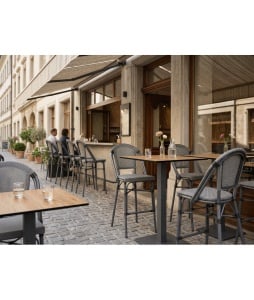 SCAUN BAR DE TERASA MATTEO, REALIZAT DIN ALUMINIU SI TEHNORATAN, CULOARE ANTRACIT INCHIS, PENTRU UZ COMERCIAL, ARTIM GROUP SELECTION - Img 5