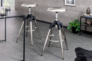 SCAUN BAR, INDUSTRIAL 80CM, REALIZAT DIN METAL ARGINTIU, TELESCOPIC, COD 43655 - Img 1