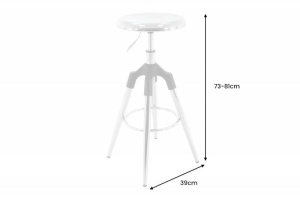 SCAUN BAR, INDUSTRIAL 80CM, REALIZAT DIN METAL ARGINTIU, TELESCOPIC, COD 43655 - Img 6