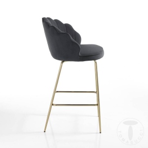 SCAUN BAR, SHELL 92CM, CADRUL DIN METAL SI CATIFEA GRI, STIL MODERN, COD 4337 - Img 2