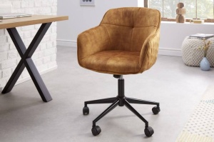 SCAUN BIROU AJUSTABIL, EUPHORIA, DIN METAL SI CATIFEA GALBEN MUSTAR, ARTIM GROUP SELECTION