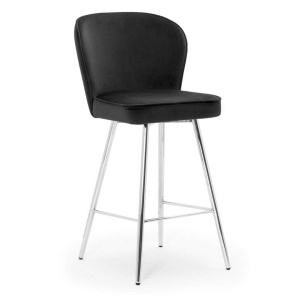 SCAUN DE BAR AINE 60, NEGRU/CROM, STIL MODERN, CONFECTIONAT DIN METAL SI CATIFEA