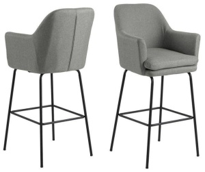 SCAUN DE BAR CHISA GRI, DIN METAL SI TEXTIL, STIL MODERN B2 - Img 2