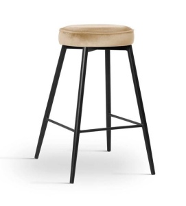 SCAUN DE BAR CIRCO 60, BEJ/NEGRU, STIL MODERN, CONFECTIONAT DIN METAL SI CATIFEA