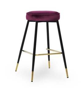 SCAUN DE BAR CIRCO 60, BORDO/AURIU/NEGRU, STIL MODERN, CONFECTIONAT DIN METAL SI CATIFEA