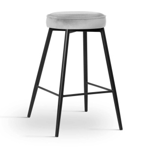 SCAUN DE BAR CIRCO, 60 CM, GRI/NEGRU, TAPITERIE DIN CATIFEA SI PICIOARE DIN METAL, STIL MODERN