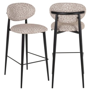 SCAUN DE BAR DANTES NATURAL GEO, 214151, CONFECTIONAT DIN POLIESTER, METAL SI SPUMA, BEJ/NEGRU, STIL MODERN