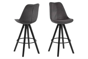 SCAUN DE BAR DIMA GRI INCHIS/NEGRU, CU TAPITERIE DIN CATIFEA, B2 - Img 1