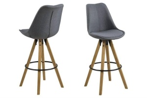 SCAUN DE BAR DIMA GRI INCHIS/NEGRU, CU TAPITERIE DIN TEXTIL, B2 - Img 1