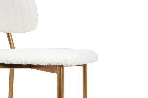 SCAUN DE BAR FABIOLA BOUCLE, ALB/AURIU, CU TAPITERIE DIN TEXTIL BOUCLE, STIL MODERN - Img 11