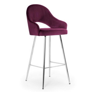 SCAUN DE BAR GODA 70, BORDO/CROM, STIL MODERN