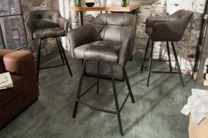 SCAUN DE BAR, GRI TAUPE, LOFT, COD 39080, DESIGN VINTAGE - Img 1