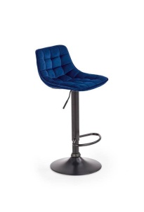 SCAUN DE BAR H95, ALBASTRU/NEGRU, TAPITERIE DIN CATIFEA SI PICIOARE DIN METAL, STIL MODERN - Img 1