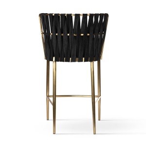 SCAUN DE BAR HORDIA, 60 CM, NEGRU/AURIU PERIAT, TAPITERIE DIN CATIFEA SI PICIOARE DIN METAL, STIL MODERN - Img 4