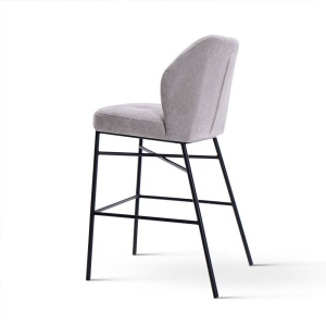 SCAUN DE BAR IRYS, 60 CM, GRI/NEGRU, TAPITERIE DIN STOFA SI PICIOARE DIN METAL, STIL MODERN - Img 5