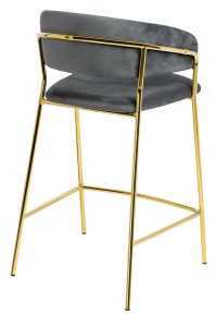 SCAUN DE BAR MARGO 65 GRI/AURIU, CU TAPITERIE DIN CATIFEA, STIL MODERN - Img 3