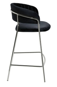 SCAUN DE BAR MARGO 65 NEGRU/CROM, CU TAPITERIE DIN CATIFEA, STIL MODERN - Img 3