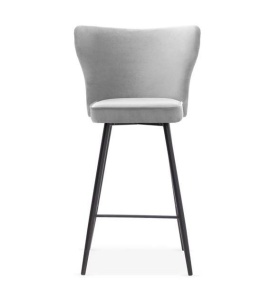 SCAUN DE BAR MODENA, 70 CM, GRI/NEGRU, TAPITERIE DIN CATIFEA SI PICIOARE DIN METAL, STIL MODERN