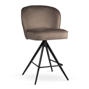SCAUN DE BAR PIVOTANT, AINE SUPREME TWIST L 70 CM, BEJ/NEGRU, TAPITERIE DIN TEXTIL, SPUMA, ARCURI SI METAL, STIL MODERN